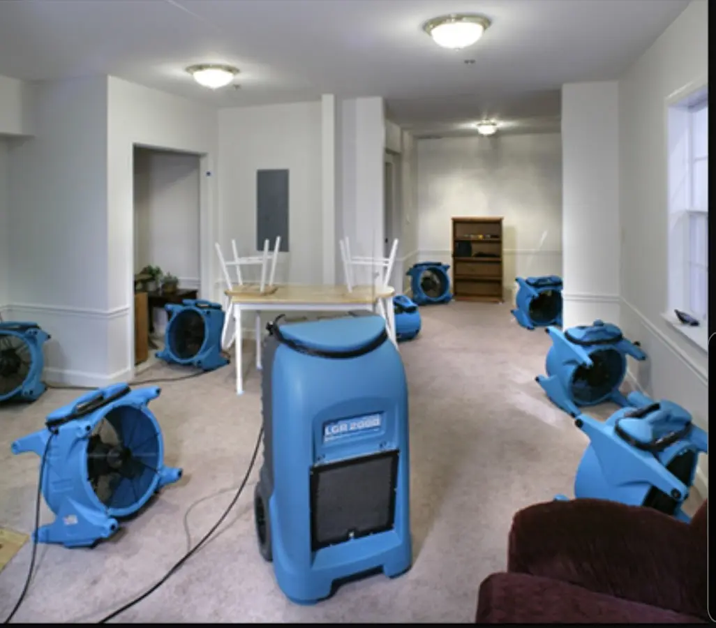 Air movers and dehumidifier setup for Water Extraction & Removal in Van Buren